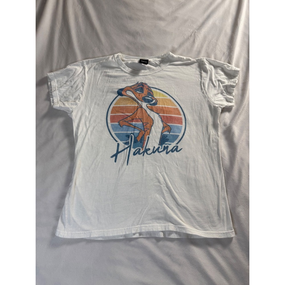 Disney Lion King Timon Hakuna Graphic Tee White XXL Short Sleeve Cotton T-Shirt